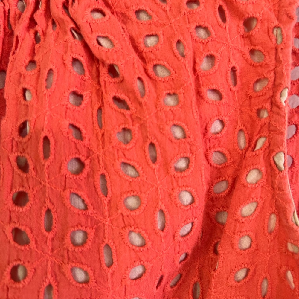 Peter Som Vintage Eyelet Sleeveless Orange Mini Dress Hippie Grunge - Picture 3 of 7